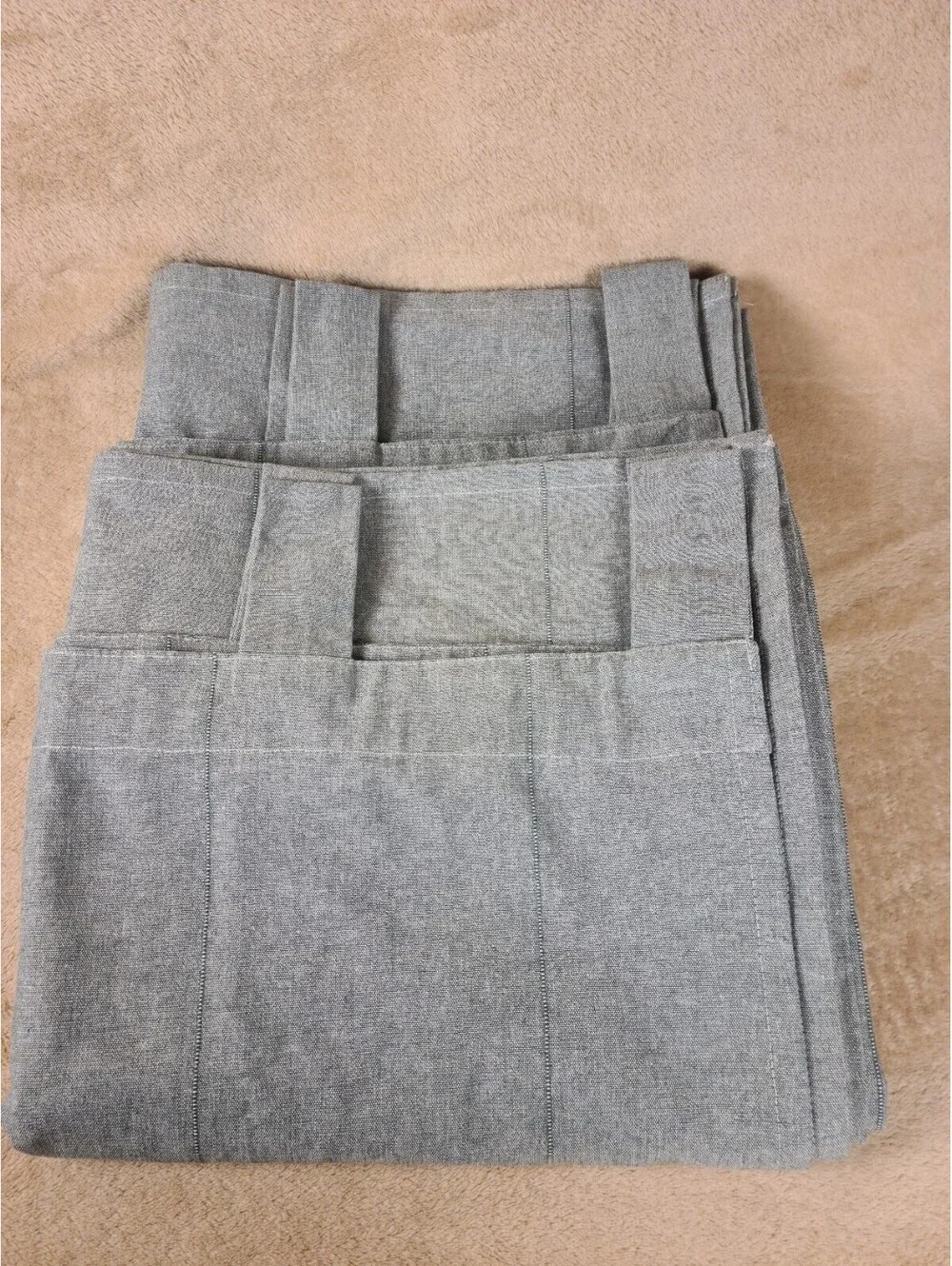 Ikea LENDA Curtain Panels Turquoise Grey Chambray Tab Top 55 x 98”
